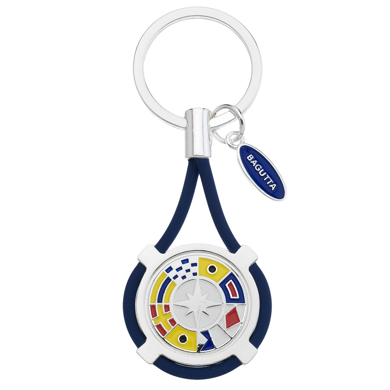 PORTACHIAVI CON BANDIERE NAUTICHE E CORDONE BLU cm 9,5
